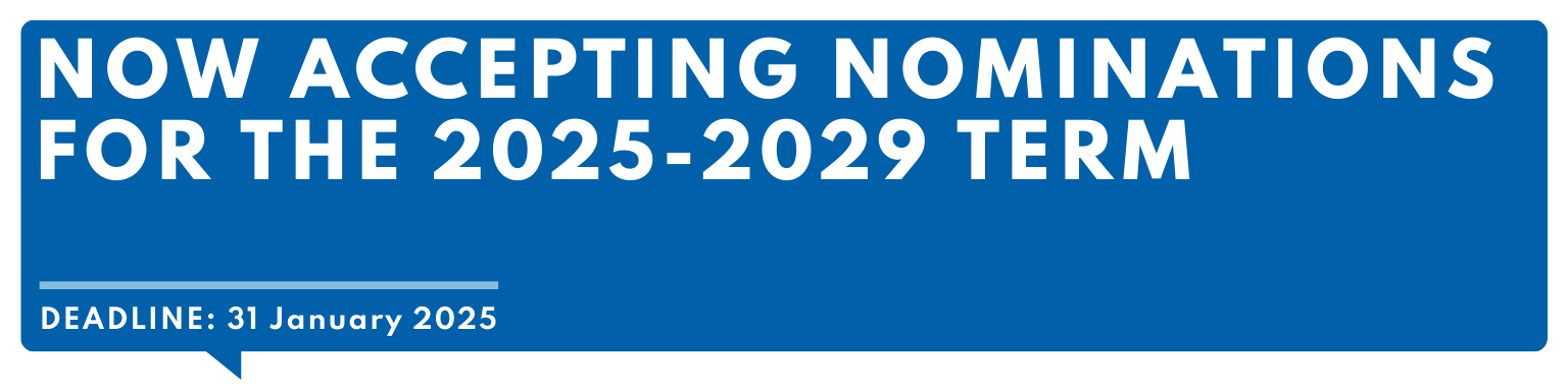 Now accepting nominations for the 2025-2029 Main Commission Term - Deadline: 31 January 2025